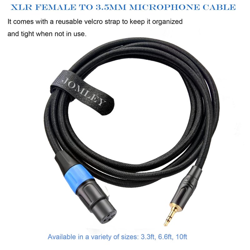 JOMLEY كابل JOMLEY XLR إلى 3.5 مم بطول 10 أقدام، XLR أنثوي غير متوازن عادي إلى جاك ستيريو 1/8 بوصة كابل ميكروفون لالهاتف المحمول، الكمبيوتر المحمول، السماعة، الخلاط - Image 2